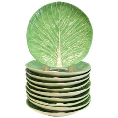 10 Dodie Thayer Lettuce Leaf Ware Porcelain Salad Plates, Handcrafted Earthe