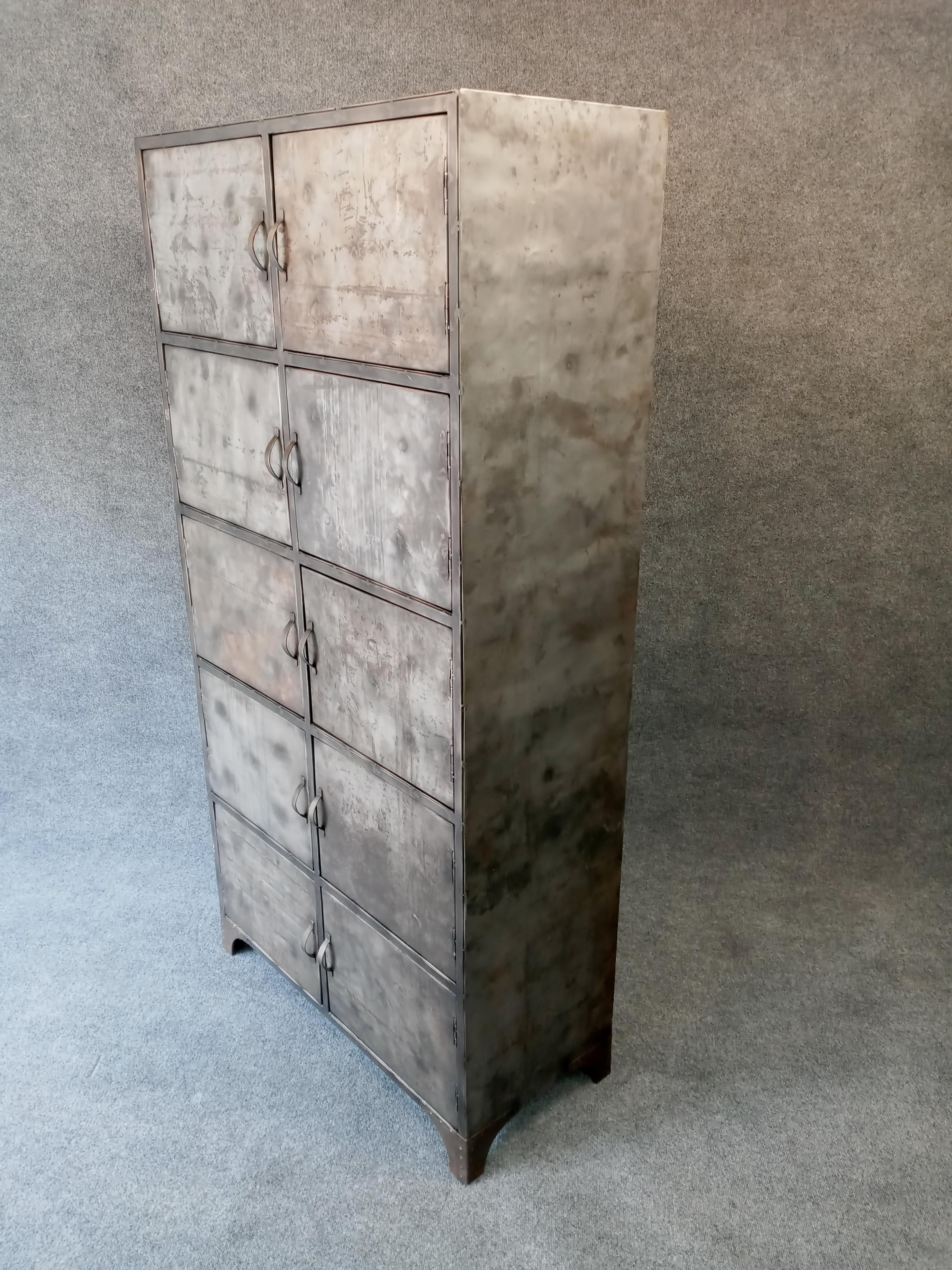 Modern 10 Door Contemporary Industrial Metal Cabinet