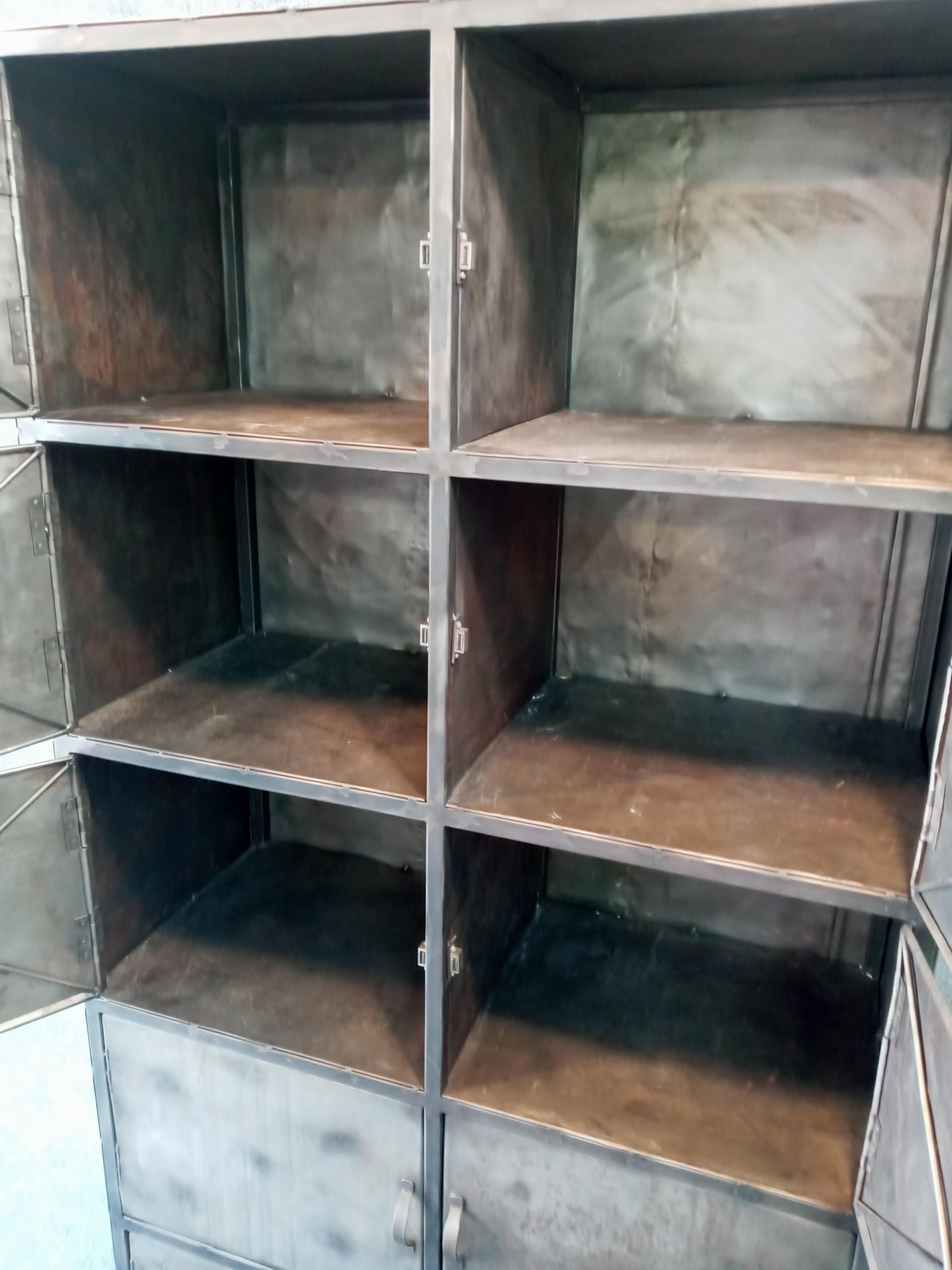 10 Door Contemporary Industrial Metal Cabinet In Good Condition In Philadelphia, PA