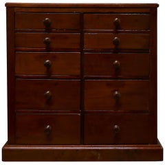 Antique 10-Drawer Mahogany Collectors Filing Cabinet