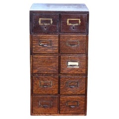 10 Drawer Tiger Oak Card Catalogue, Late 19th Century 