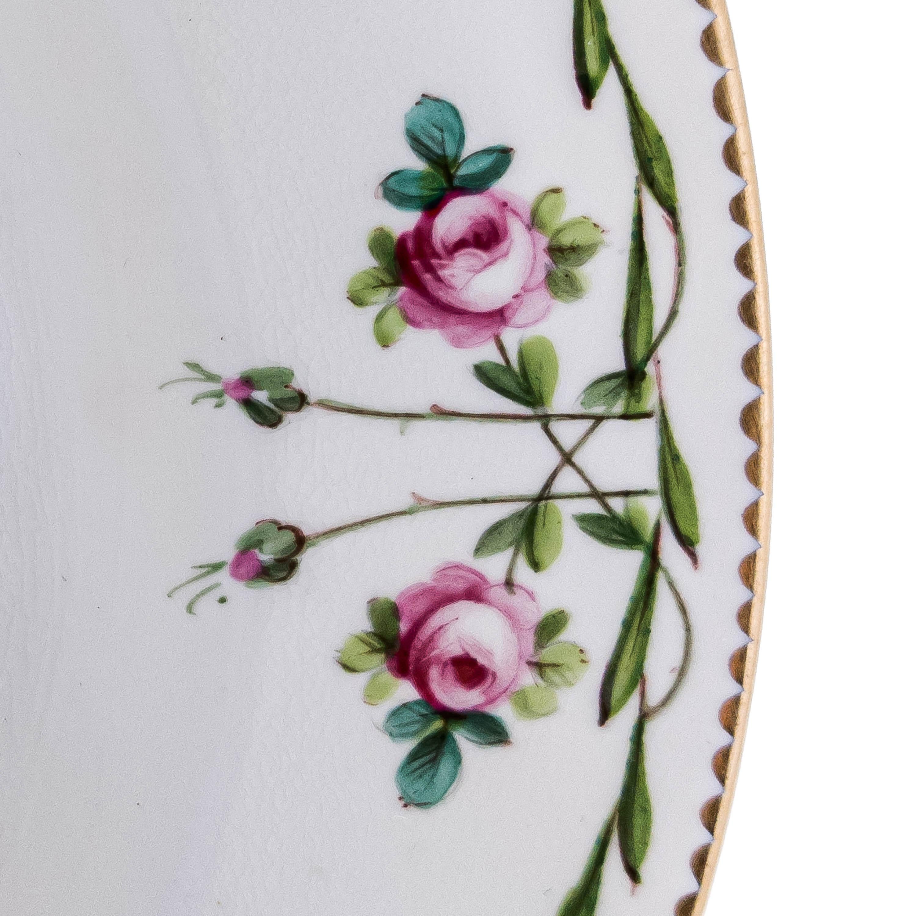 Early Victorian 10 Elegant Antique English Dessert or Salad Plates, Hand Painted Details