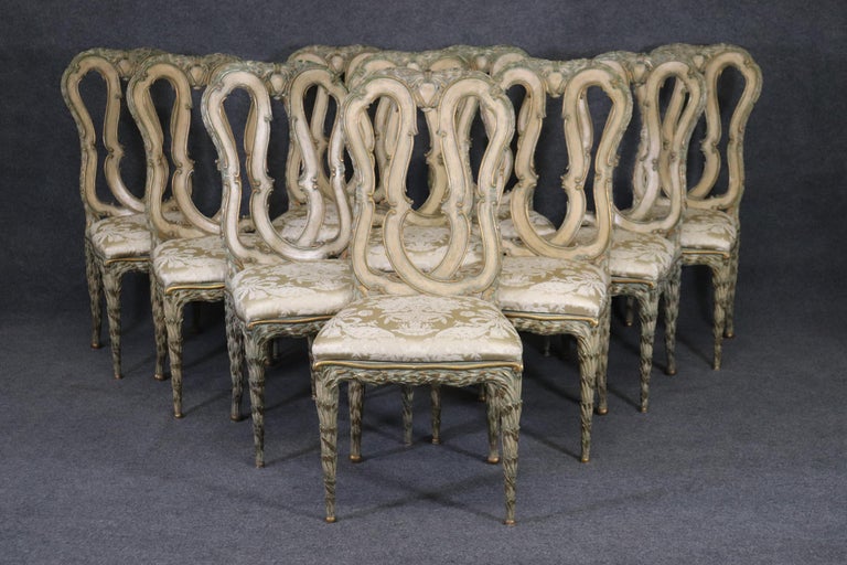 10 Exceptional Paint Decorated French Maison Jansen Dining Chairs Circa