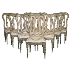 10 Exceptional Paint Decorated French Maison Jansen Dining Chairs Circa 1940