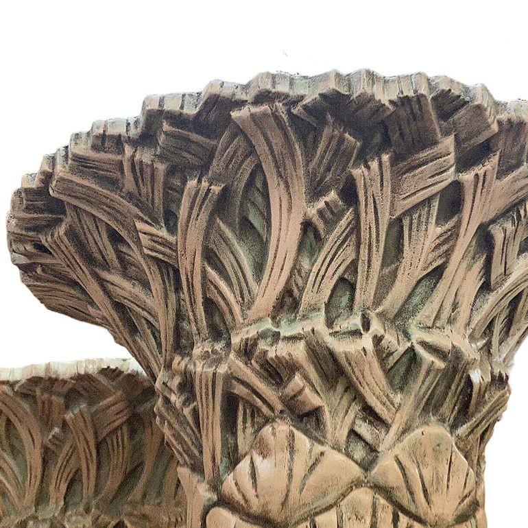 Large 10-foot-tall hand-painted cast fiberglass Art Deco style organic column originally made for the reopening of Art Deco buildings in Los Angeles during the 1980s. This column is comprised of two large fiberglass pieces that have been seamlessly
