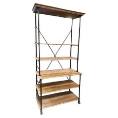 10' Foot Industrial Barn French Style Narrow Library Iron Book Shelf Etagere