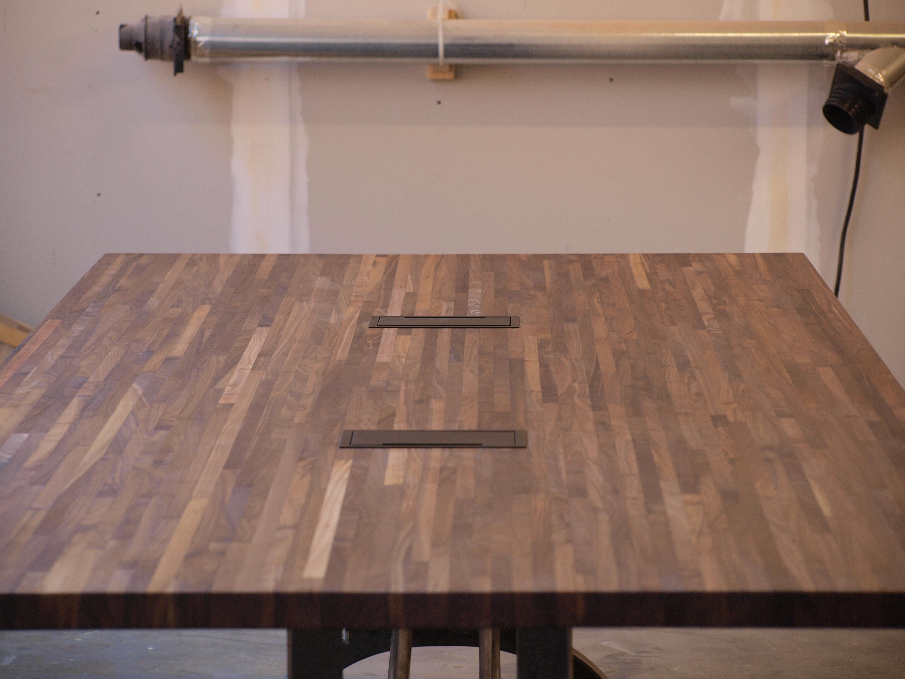 10 foot Industrial Walnut conference table In New Condition For Sale In Baltimore, MD