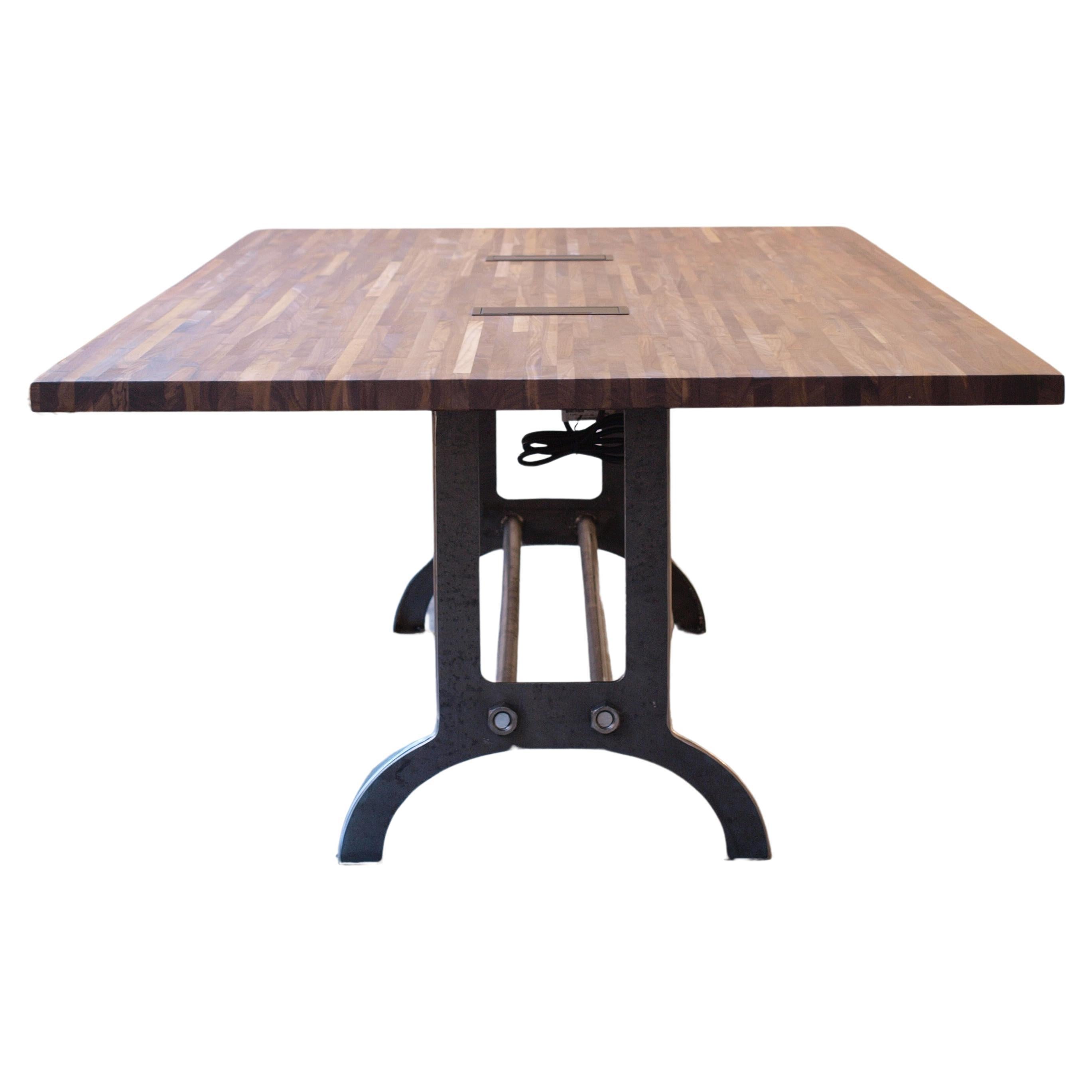 10 foot Industrial Walnut conference table For Sale