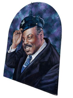 10' Foot Tall Oil on Canvas Portrait of Count Basie Light Up Folding Screen