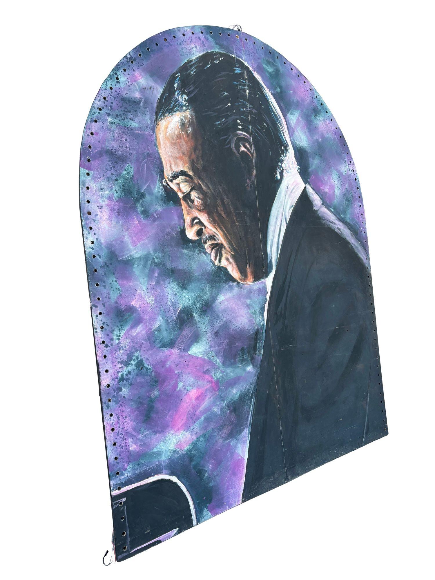 Américain 10' Foot Tall Oil on Canvas Portrait of Count Basie Light Up Fold Up Folding Screen (écran pliable) en vente