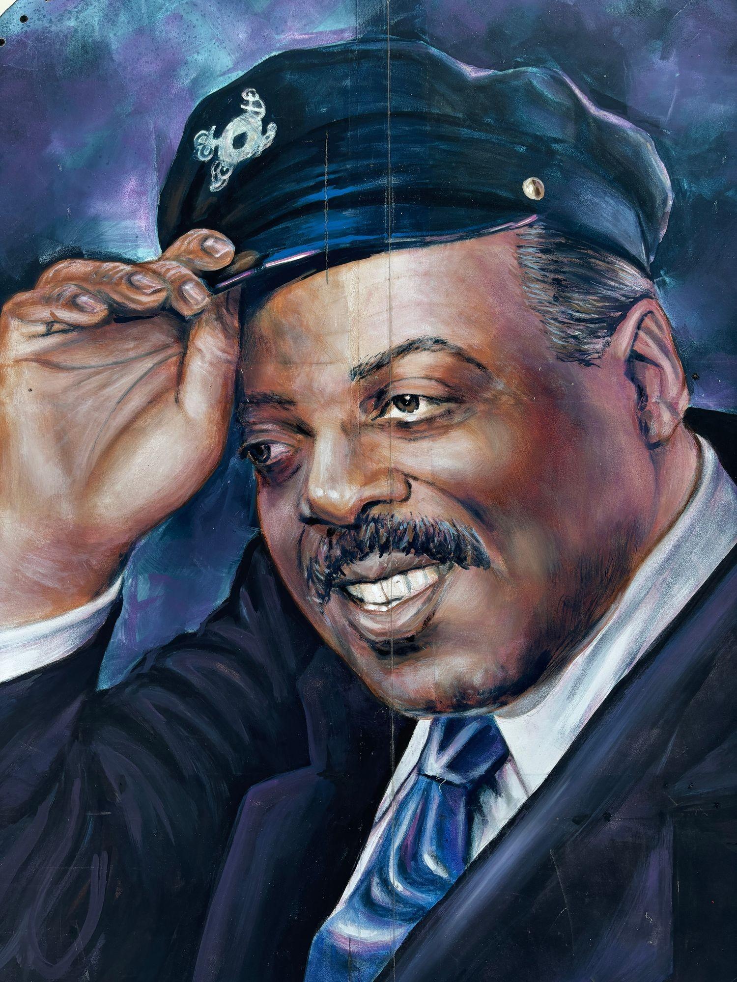 Fin du 20e siècle 10' Foot Tall Oil on Canvas Portrait of Count Basie Light Up Fold Up Folding Screen (écran pliable) en vente