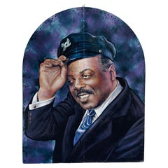 Olio su tela alto 10 piedi con ritratto di Count Basie Up & Up Foldes
