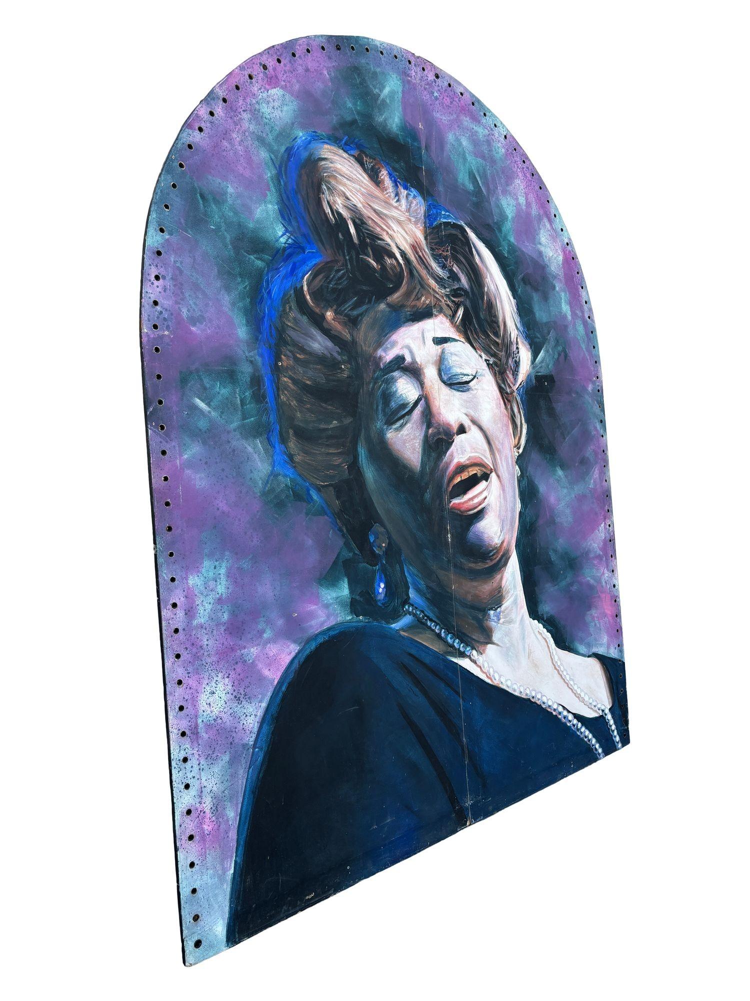 Americano Ritratto di Ella Fitzgerald su tela, alto 10 piedi, olio su tela in vendita
