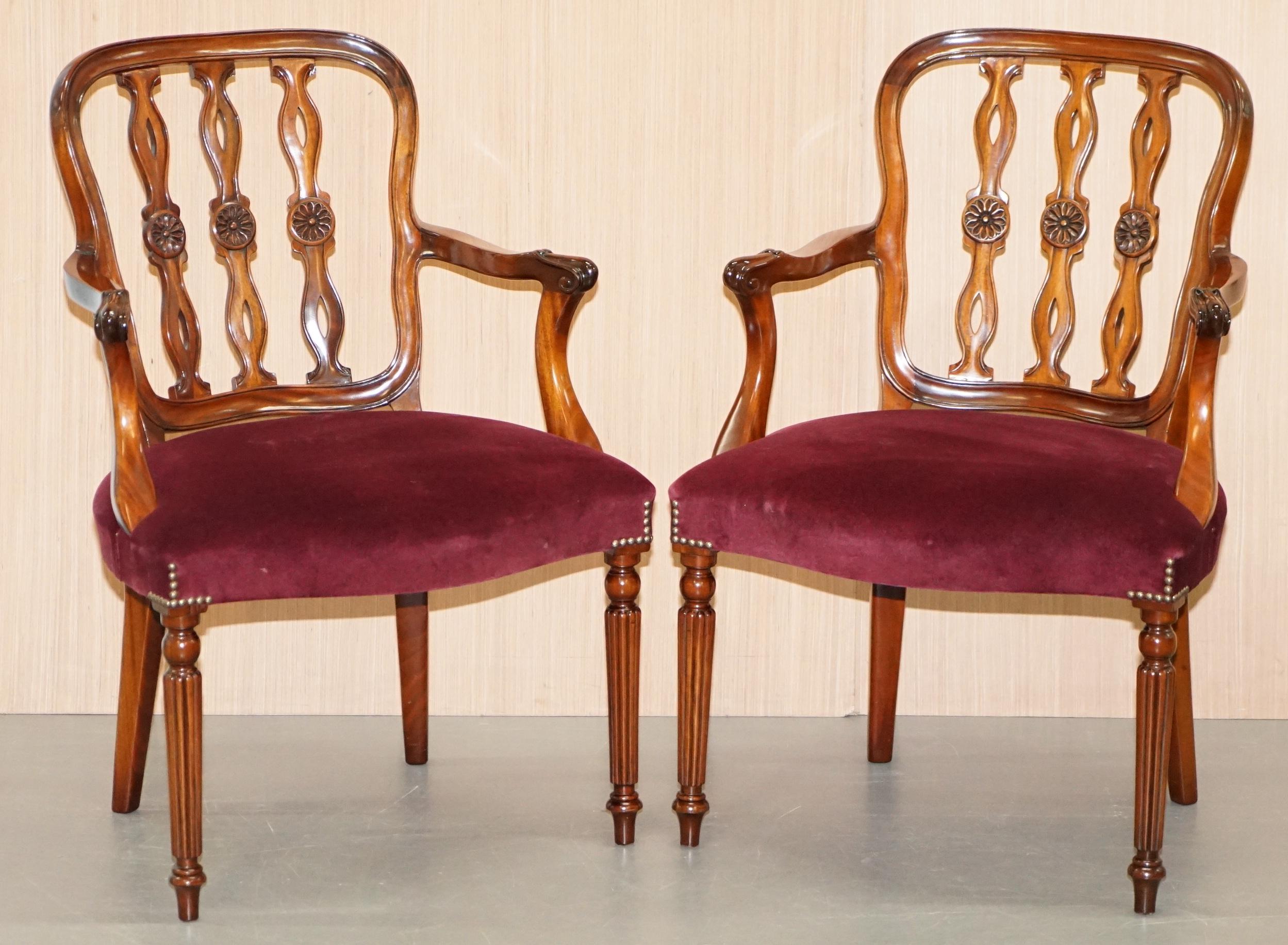 10 Frank Hudson & Sons Harrods London Stamped Hepplewhite Mahogany Dining Chairs 2