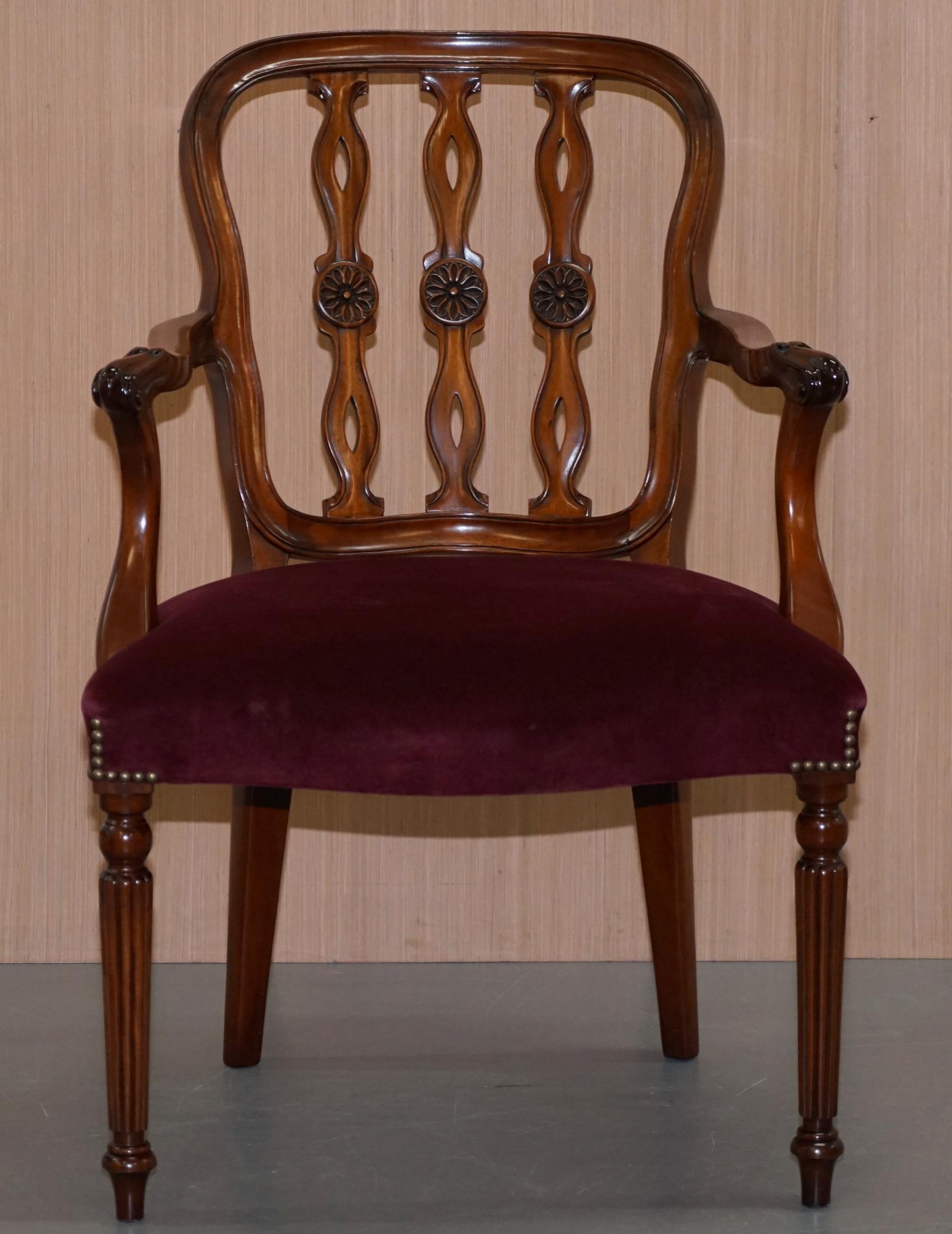 10 Frank Hudson & Sons Harrods London Stamped Hepplewhite Mahogany Dining Chairs 3