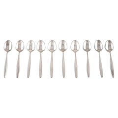 10 Georg Jensen Cypress Coffee Spoons in Sterling Silver