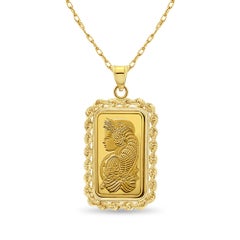 10 Gram Pamp Suisse Gold Bar with Rope Bezel Necklace