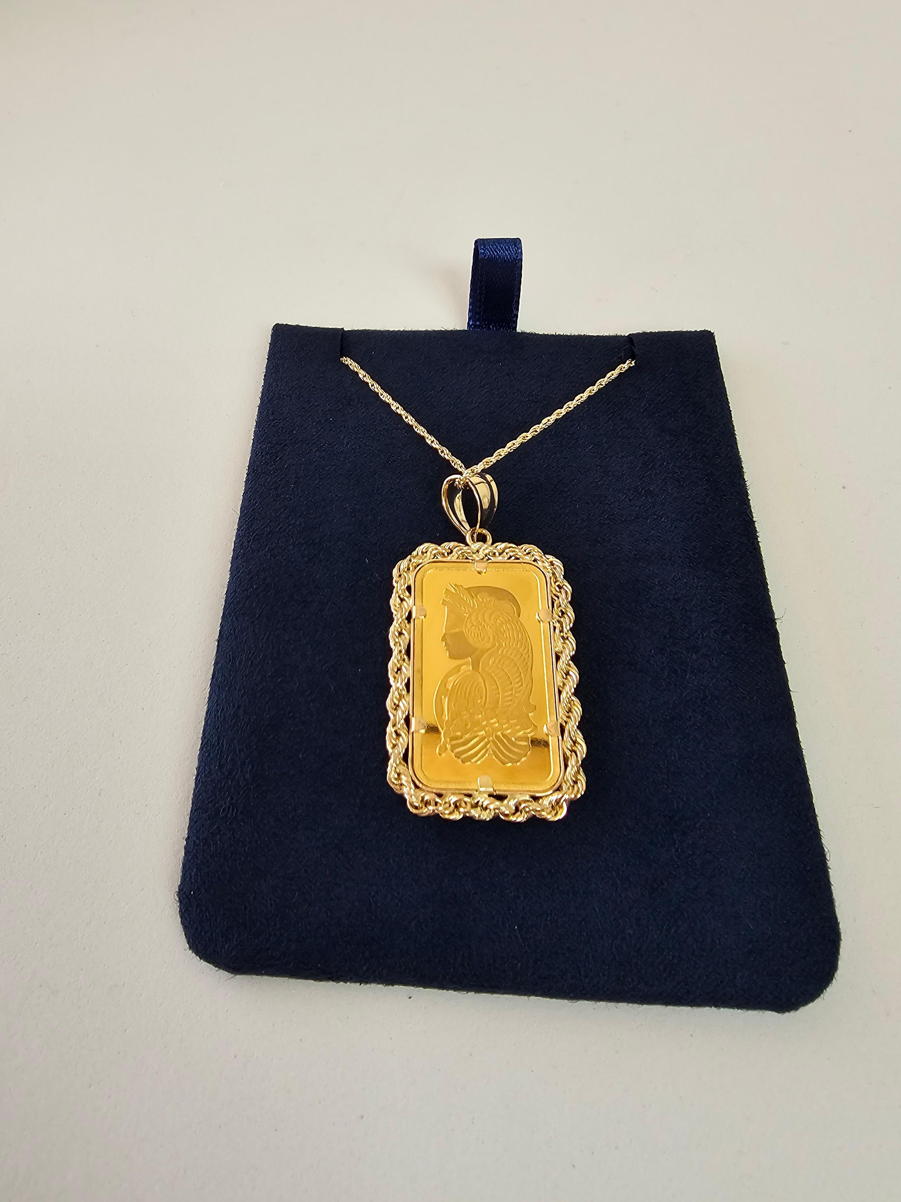 Barretta d'oro Pamp Suisse da 10 grammi con castone a corda in vendita 1