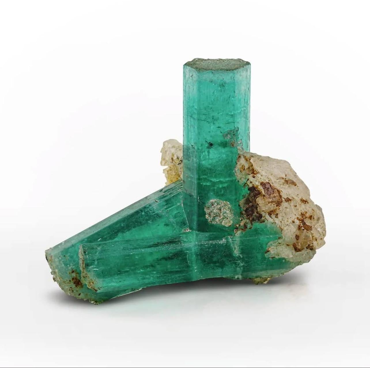 American Craftsman 10 Grams Green Emerald Crystal Cluster With Calcite From Afghanistan For Sale