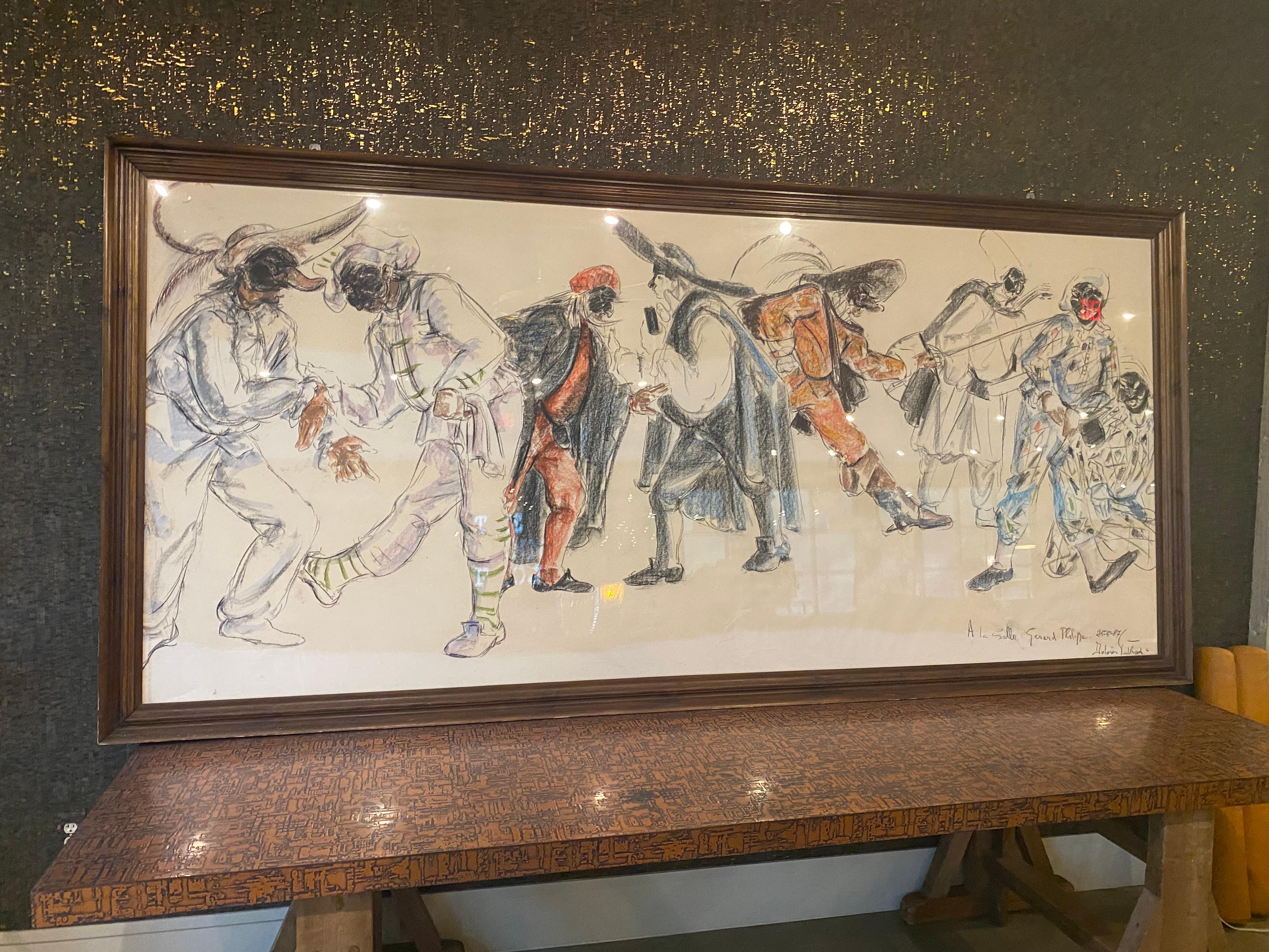 10' Grand Theater Drawing by Dolores Puthold, France, 1987 In Good Condition In Austin, TX