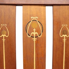 10 Gustav Stickley Harvey Ellis Cherry Dining Chairs With Stylized Inlay 20thC