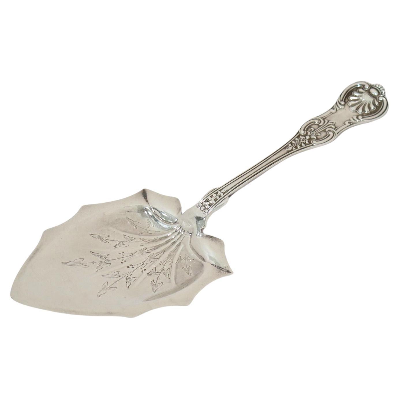 10 in - Sterling Silver J. E. Caldwell Antique Floral Leaf-Shaped Server