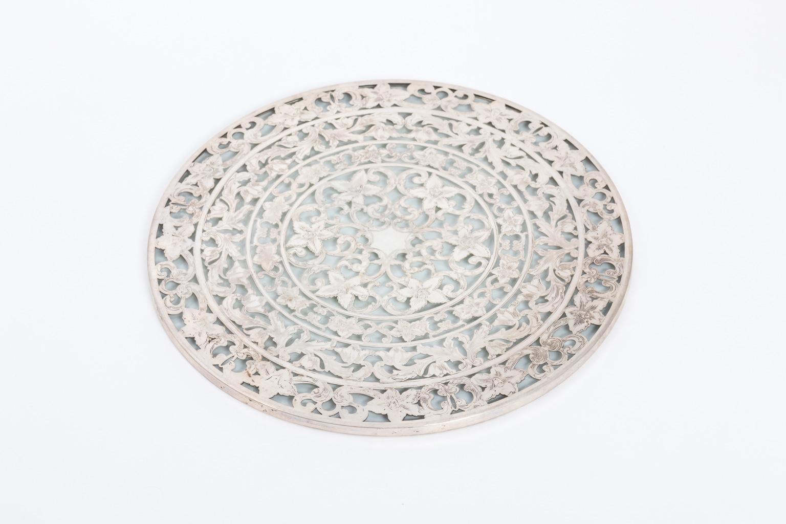 Sterling Silver and Glass Trivet 4