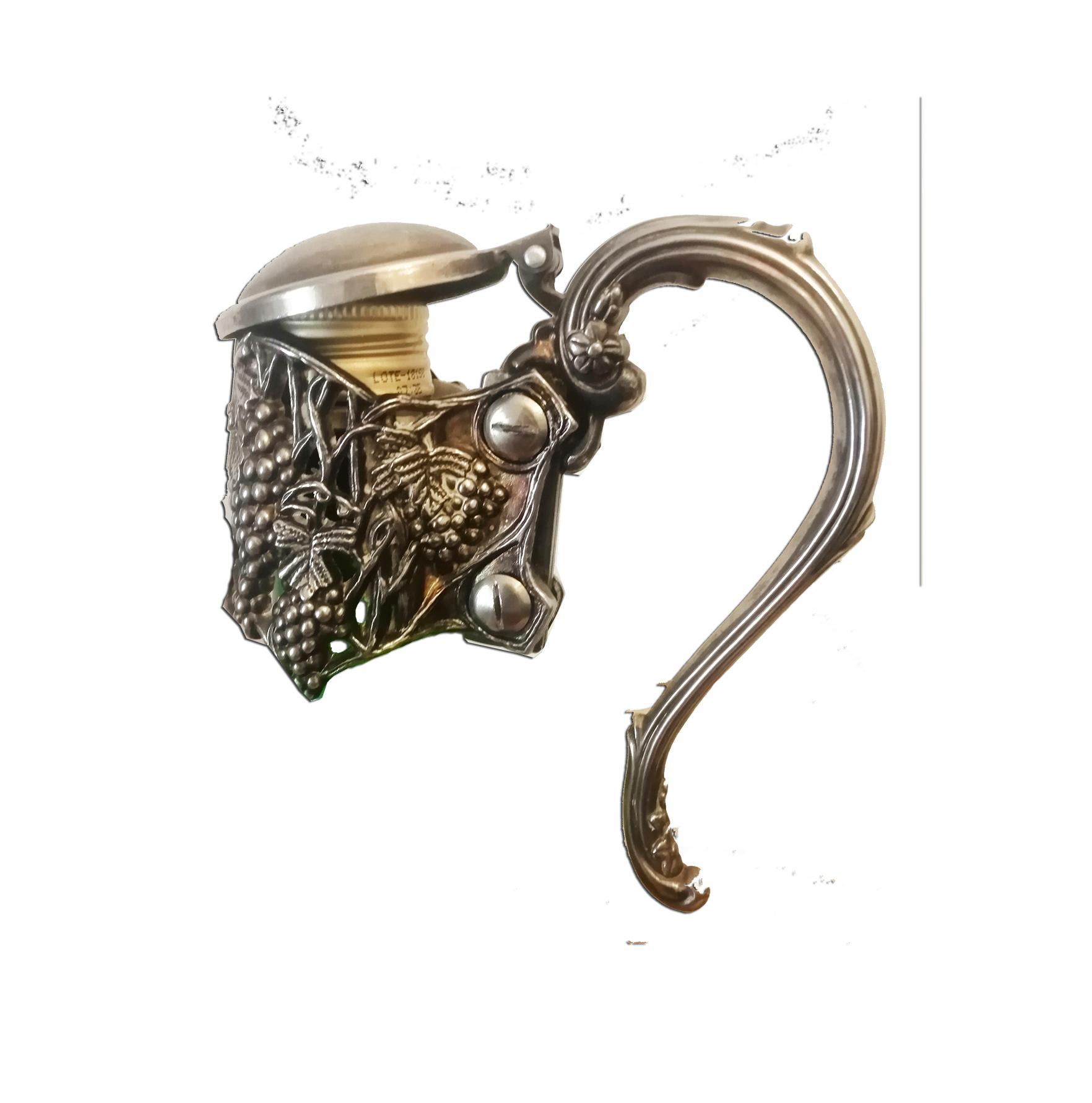 Spanish 11 Individual Napkin Rings, a Napkin Holder and Handle Holds Bottles With Grape For Sale