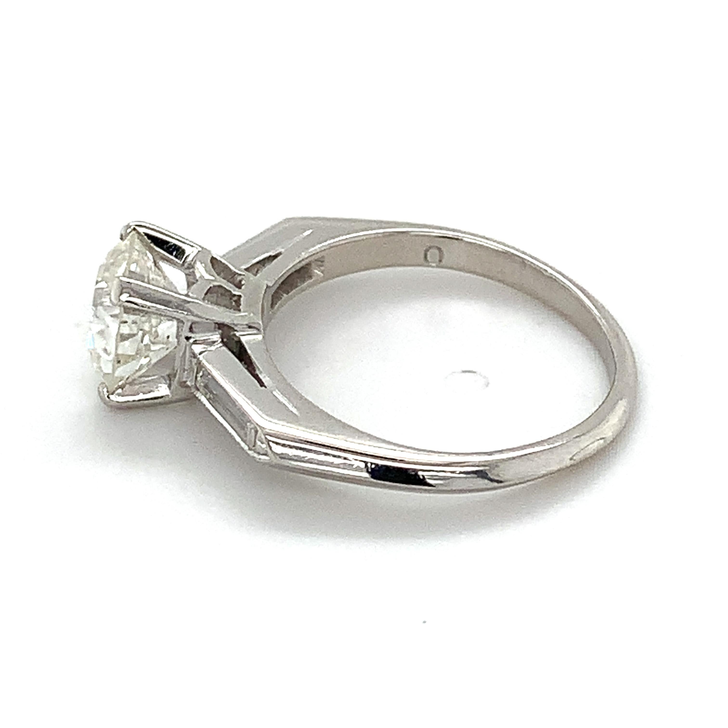 10% Irid 90% Plat GIA 1.38CT I-I1 European Cut Diamond & Straight Baguette Ring 2