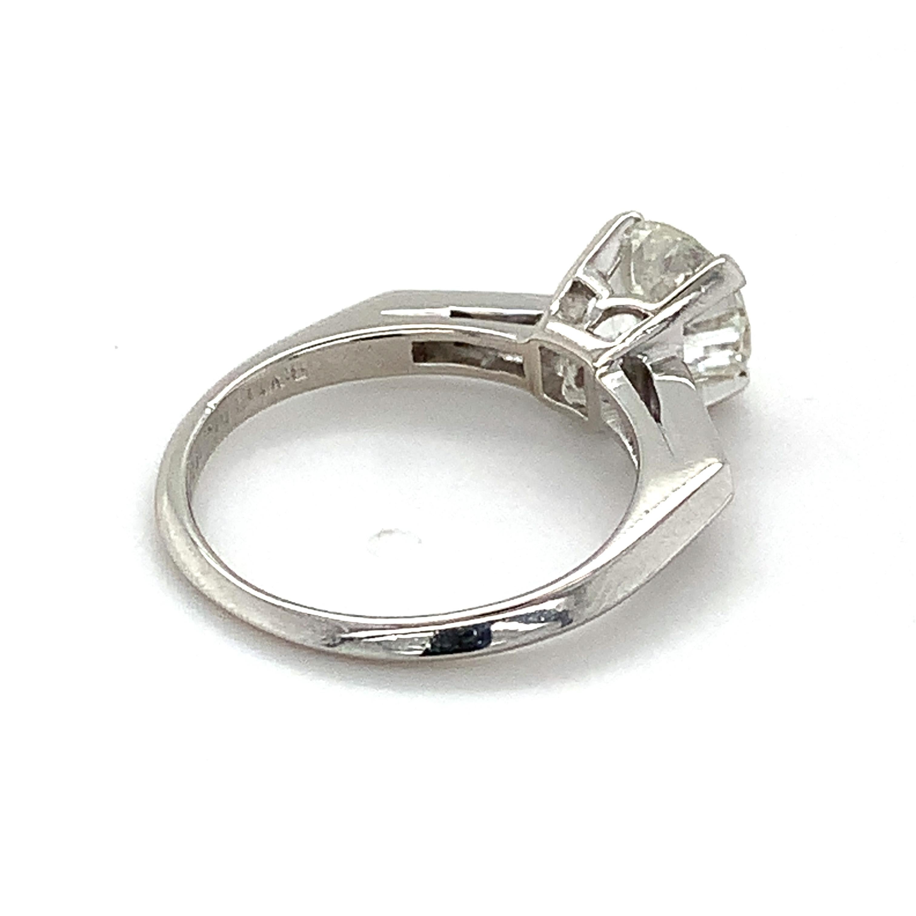10% Irid 90% Plat GIA 1.38CT I-I1 European Cut Diamond & Straight Baguette Ring In Good Condition In Montgomery, AL