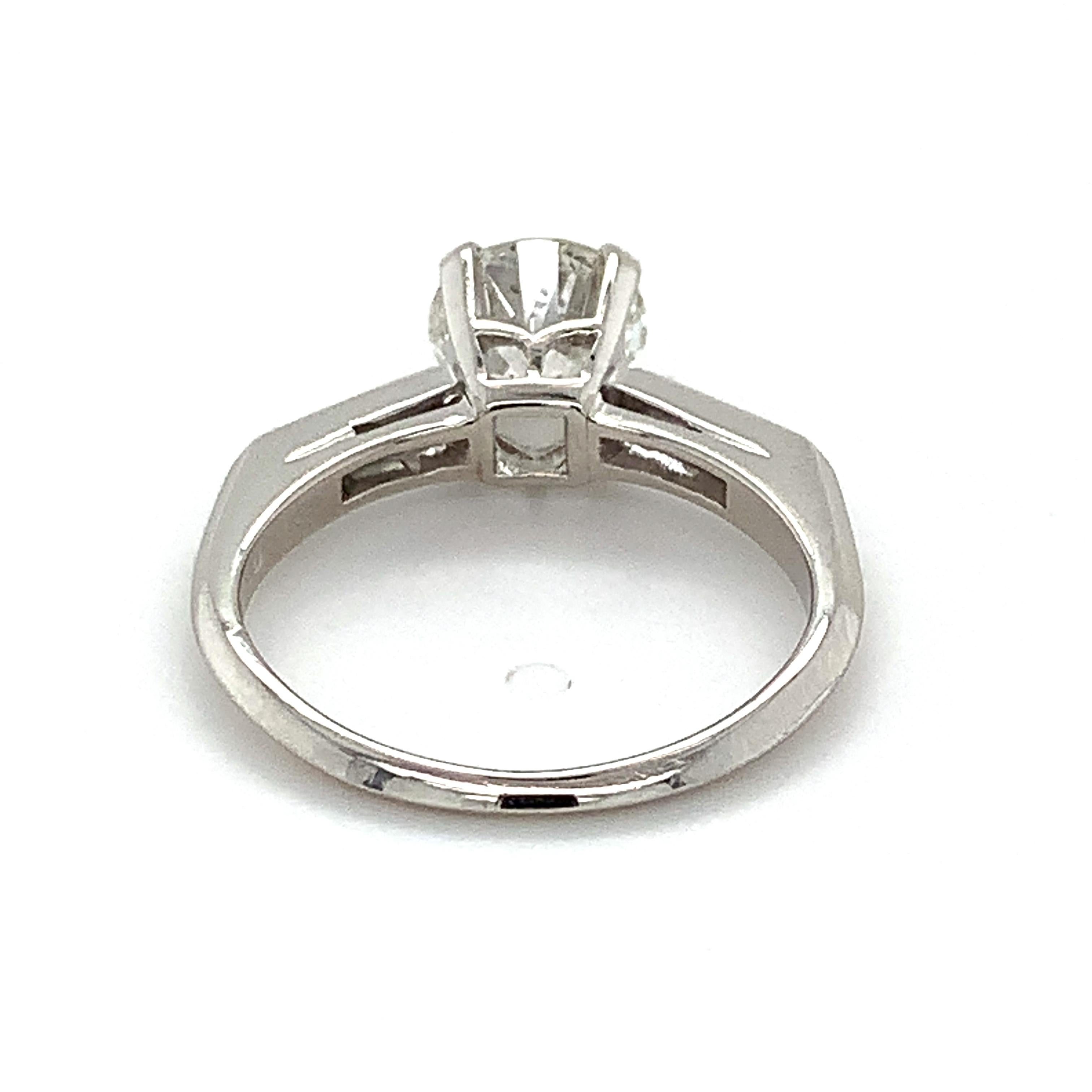 Women's 10% Irid 90% Plat GIA 1.38CT I-I1 European Cut Diamond & Straight Baguette Ring