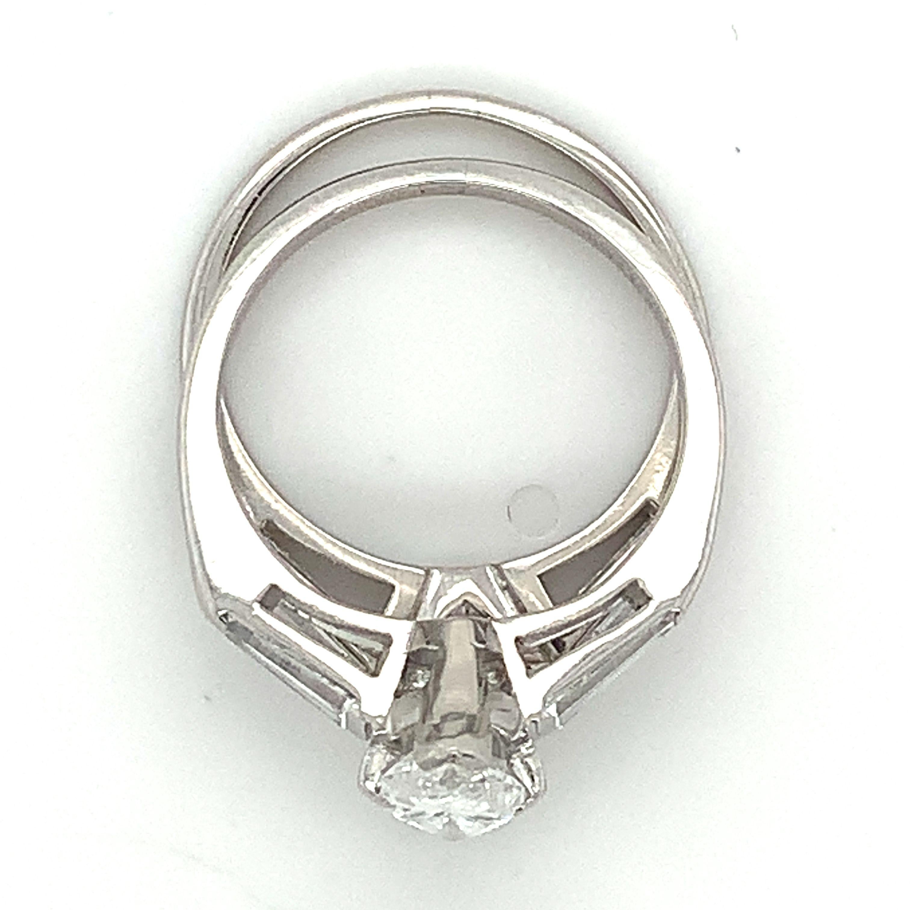 10% Irid 90% Platin GIA 1,52 F-VS2 Marquise Diamant & Baguette Hochzeitsring (Marquiseschliff)