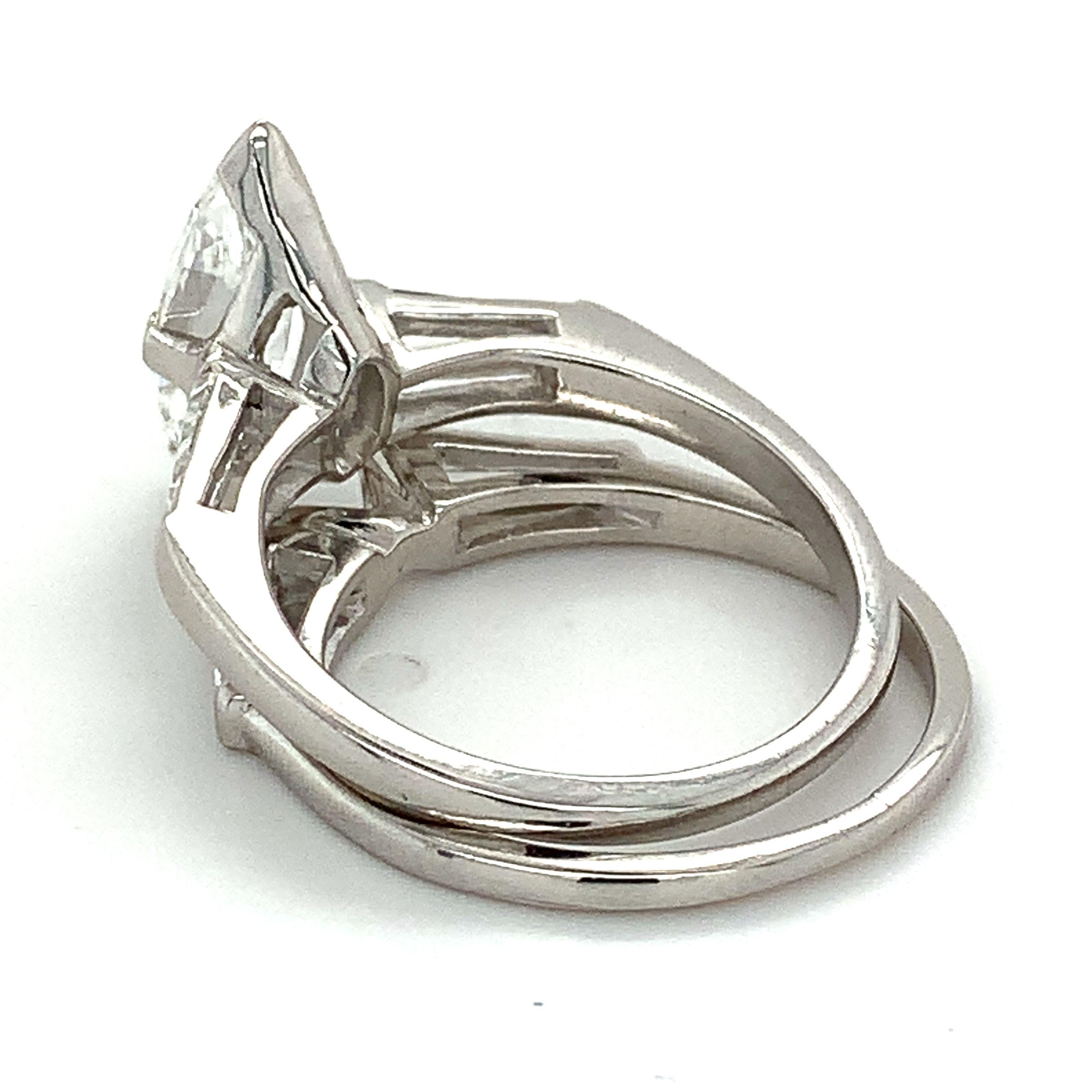 10% Irid 90% Platin GIA 1,52 F-VS2 Marquise Diamant & Baguette Hochzeitsring 3
