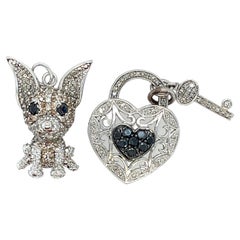 10 k Diamond & Sapphire Heart & Animal Pendant set