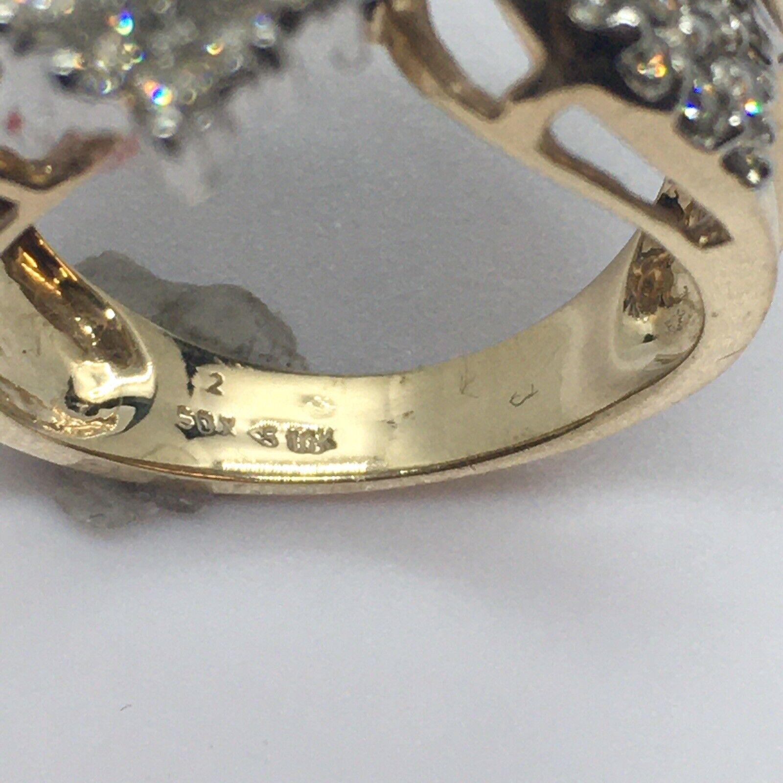 10 k Gelbgold Weißgold Top 2,5 Karat Gesamt Diamant-Cluster-Ring Größe 7,25 (Moderne) im Angebot