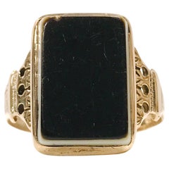 10 Karat Art Deco Sardonyx Ring, ca. 1940er Jahre