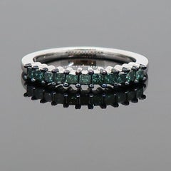 10 Karat Blue Diamond Eternity Band Ring White Gold