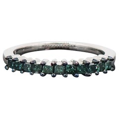 10 Karat Blue Diamond Eternity Band Ring White Gold