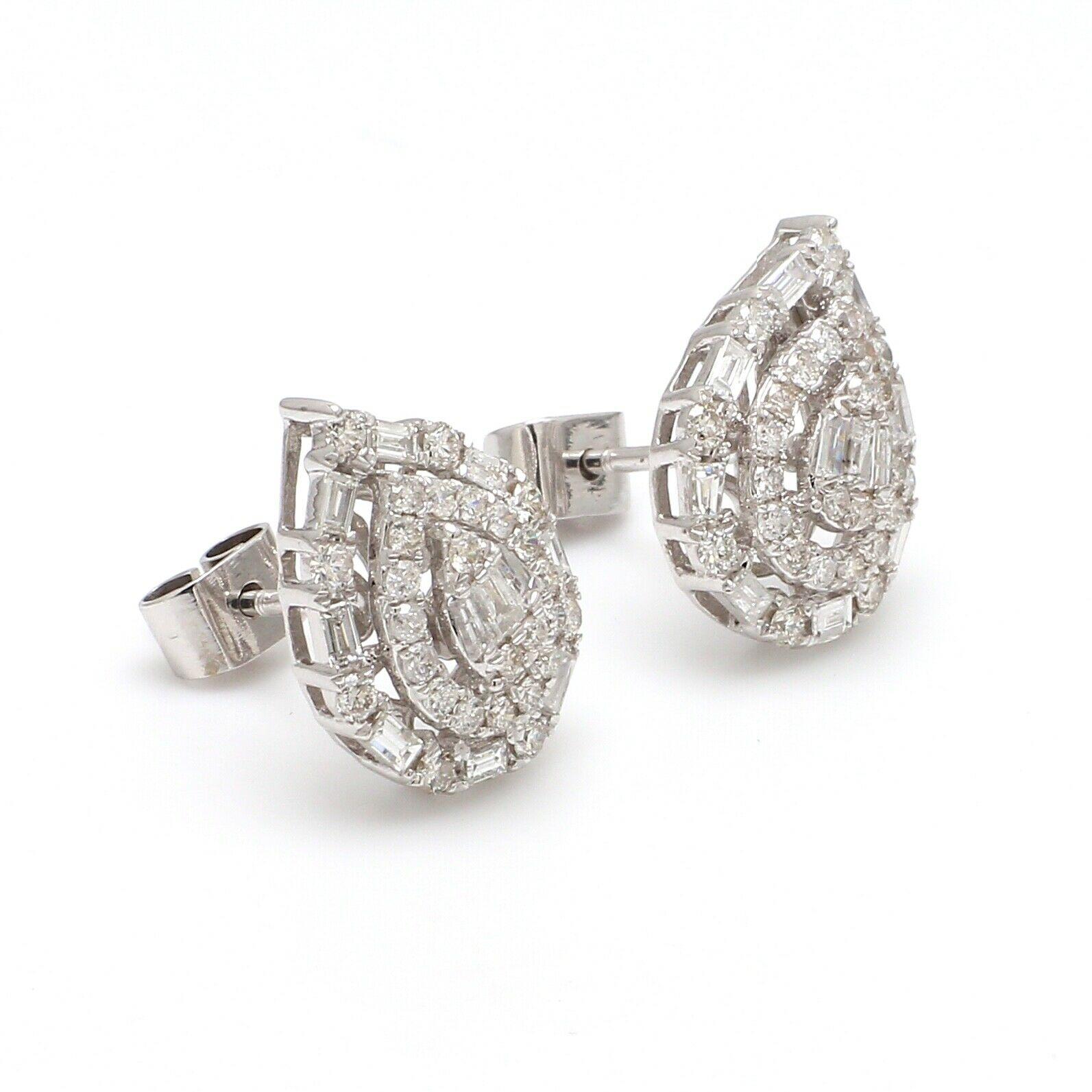 Pear Cut 10 Karat Gold Diamond Pear Stud Earrings For Sale