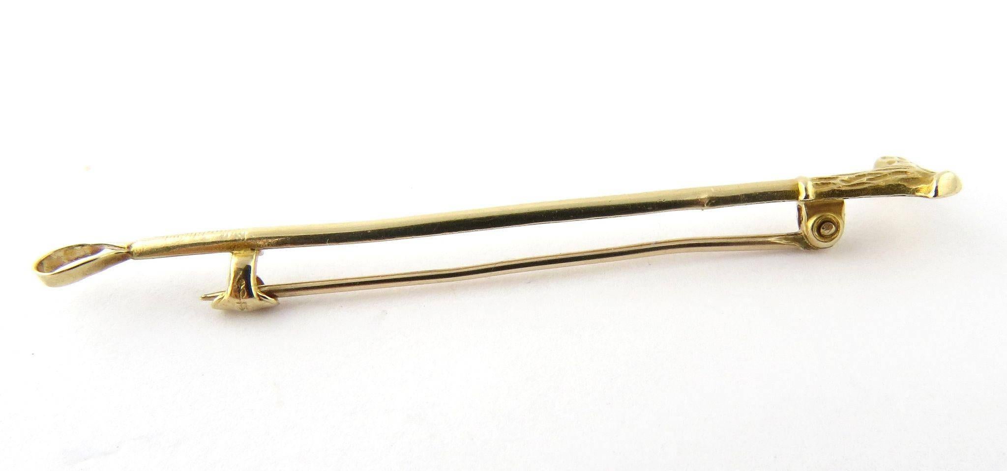 10 Karat Gold Horse Crop Pin Brooch In Good Condition In Washington Depot, CT