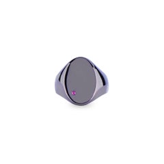 10 Karat Gold with Rhodium Finish and Ruby Classic Signet Ring
