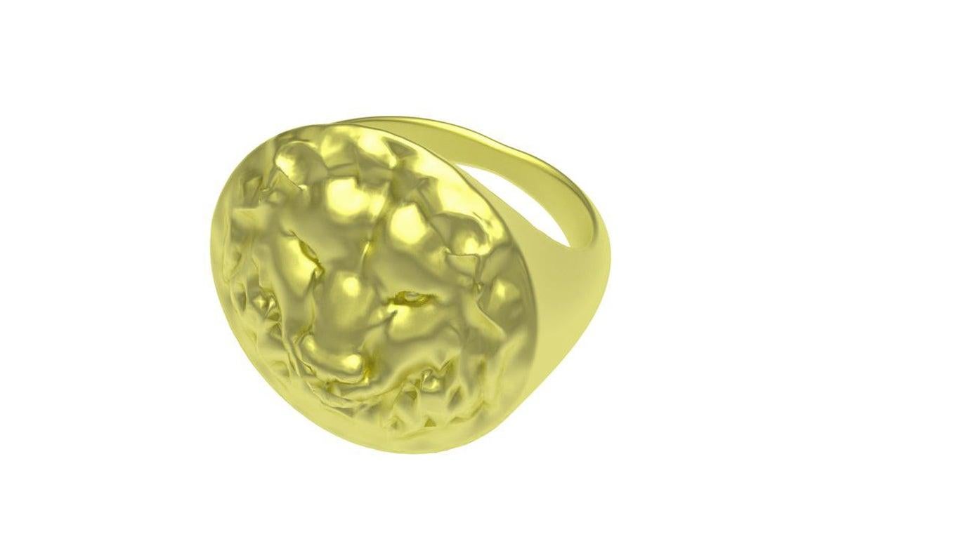 For Sale:  10 Karat Green Gold Lion Head Signet Ring 2