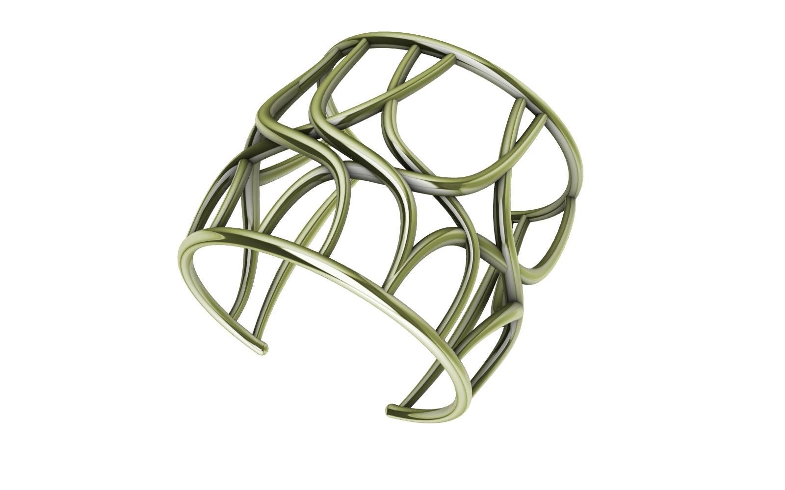 10 Karat Green Gold Octopus Cuff Bracelet For Sale 2