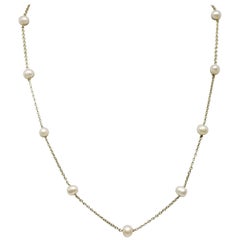 Collier "perle et chaîne" 10 carats