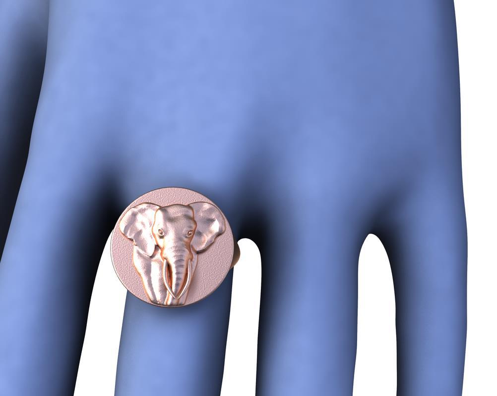 For Sale:  10 Karat Pink Gold Elephant Tusks Signet Ring 4