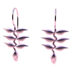 10 Karat Pink Gold Heliconia Dangle Earrings