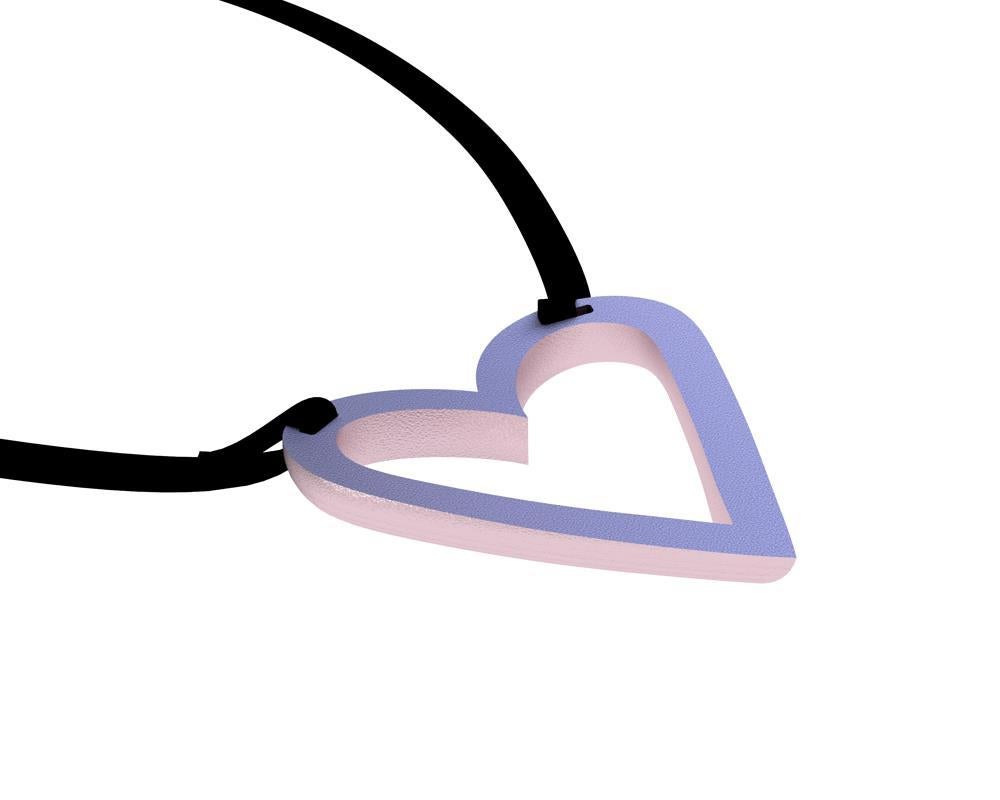 Contemporary 10 Karat Pink Gold Open Heart Pendant Necklace For Sale