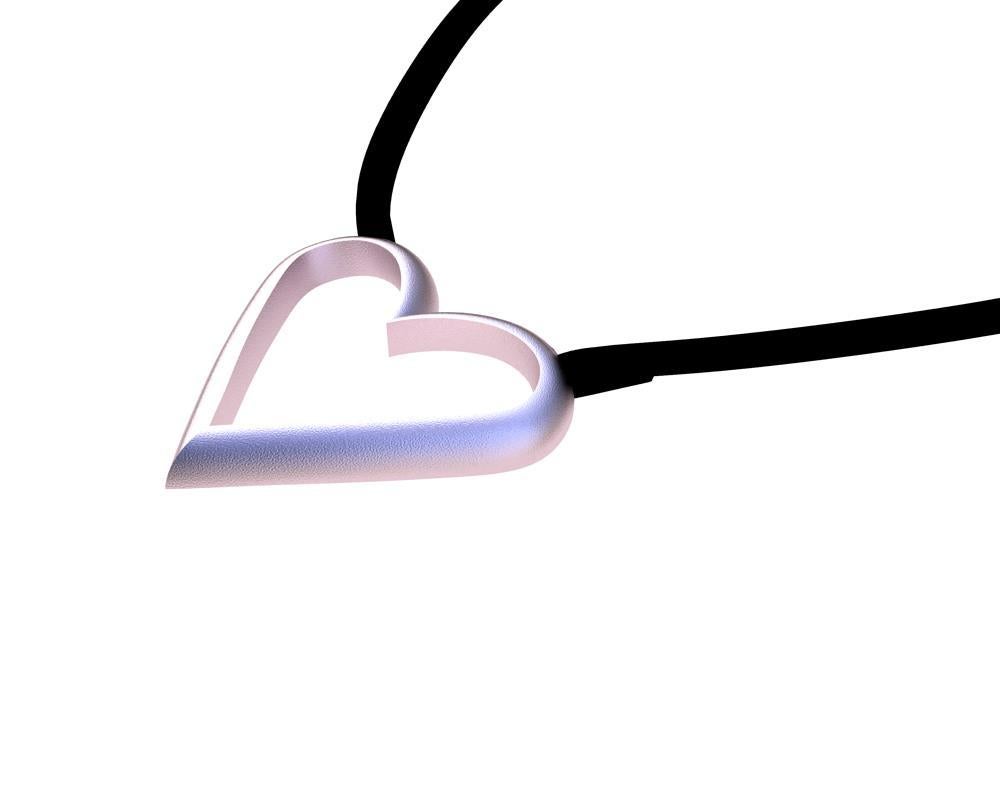 10 Karat Pink Gold Open Heart Pendant Necklace For Sale 2