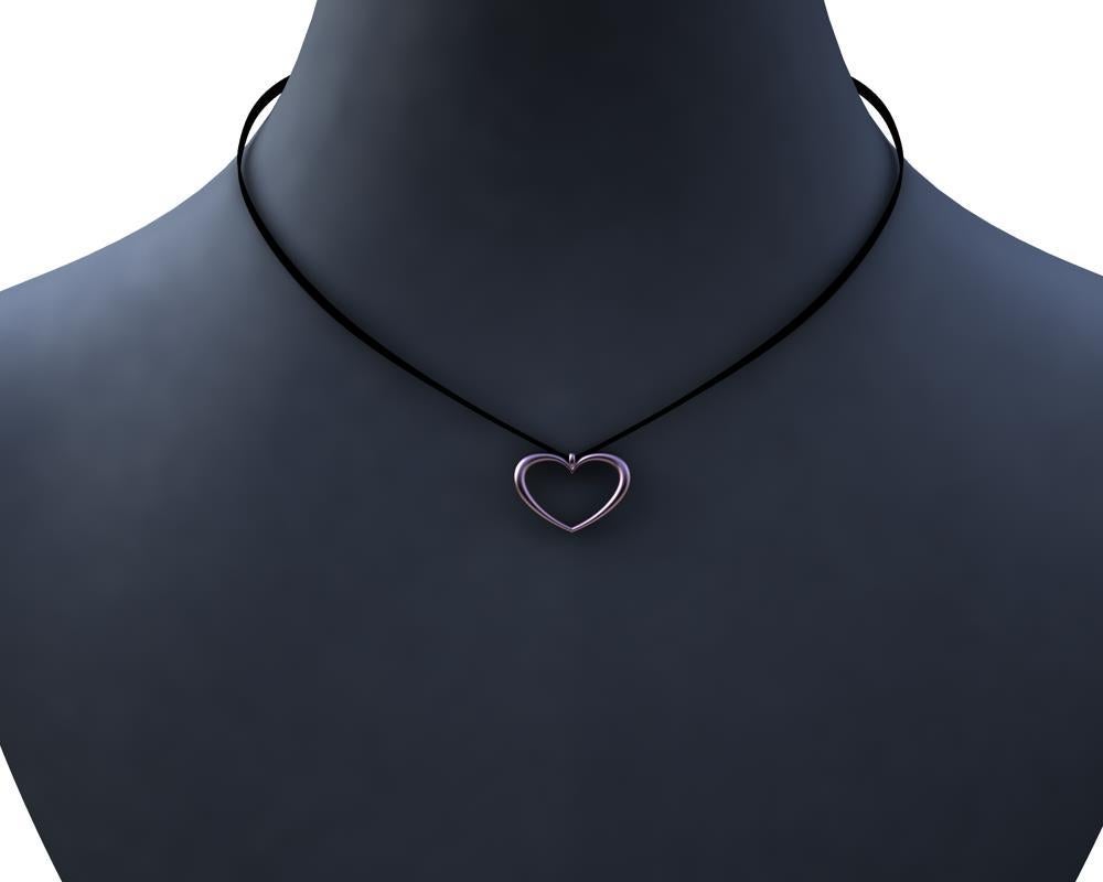 Contemporary 10 Karat Pink Gold Tapered Open Heart Necklace For Sale