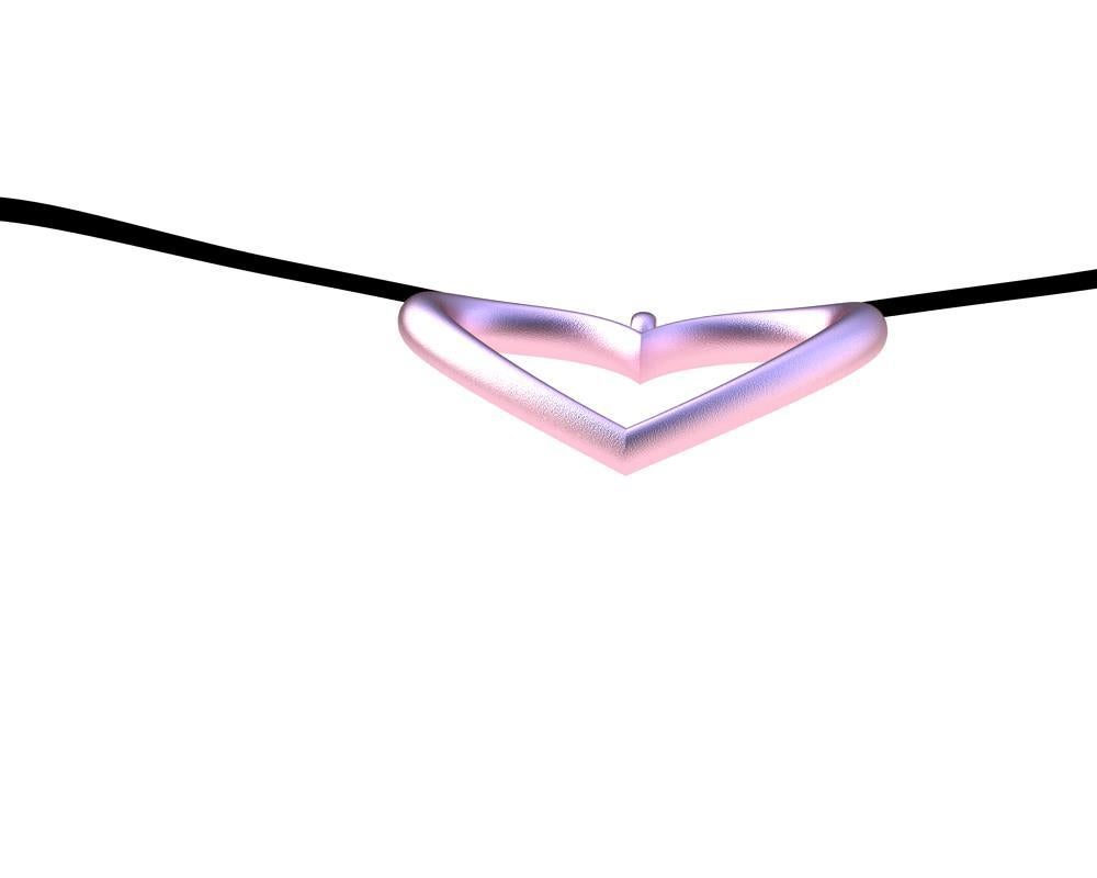 10 Karat Pink Gold Tapered Open Heart Necklace For Sale 1